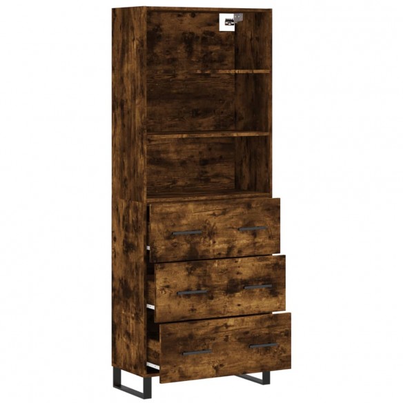 Buffet haut Chêne fumé 69,5x34x180 cm Bois d'ingénierie