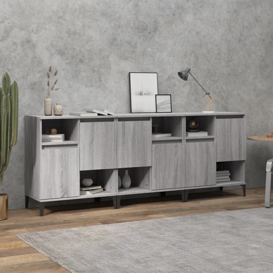 Buffets 3 pcs sonoma gris 60x35x70 cm bois d'ingénierie