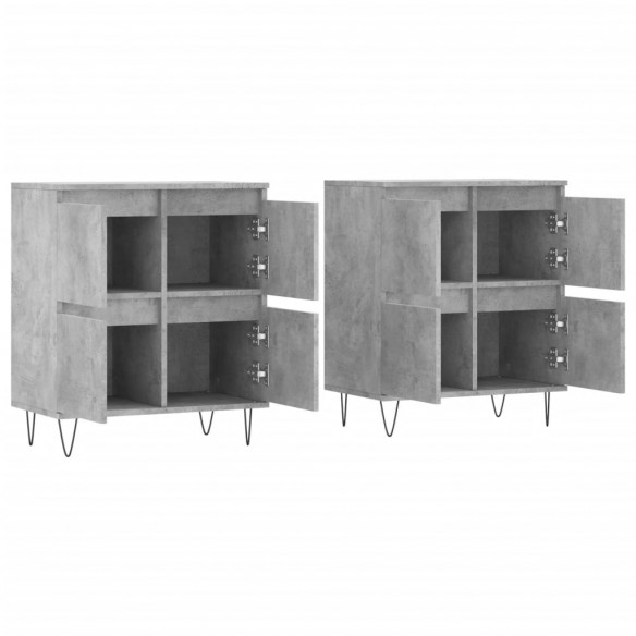 Buffets 2 pcs gris béton bois d'ingénierie