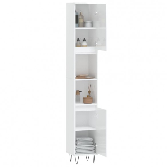 Armoire de salle de bain blanc brillant 30x30x190 cm