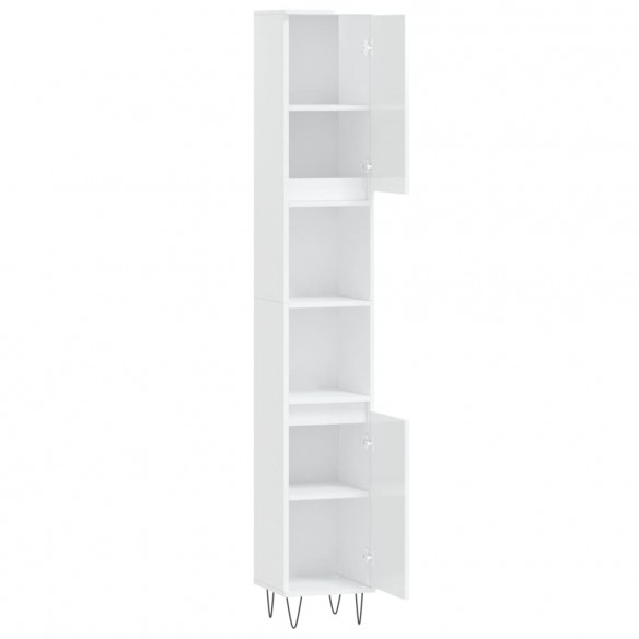 Armoire de salle de bain blanc brillant 30x30x190 cm