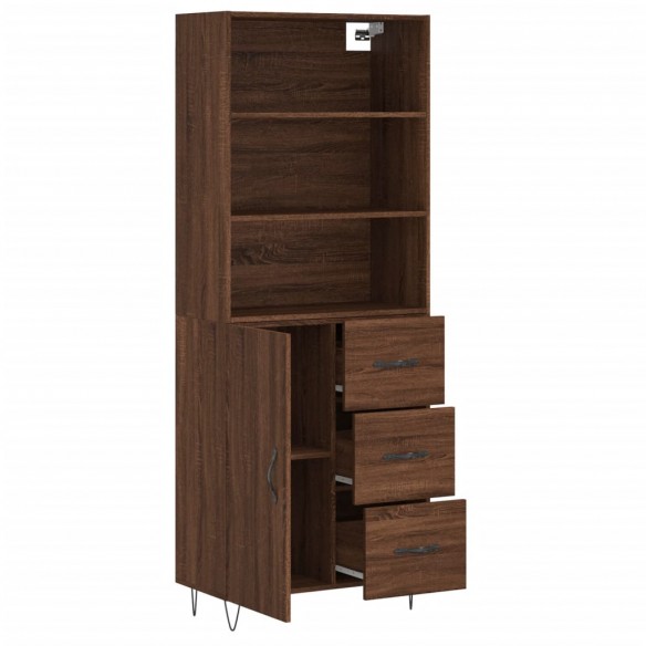 Buffet haut Chêne marron 69,5x34x180 cm Bois d'ingénierie