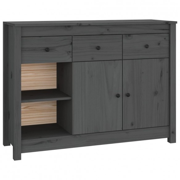 Buffet Gris 100x35x74 cm Bois massif de pin