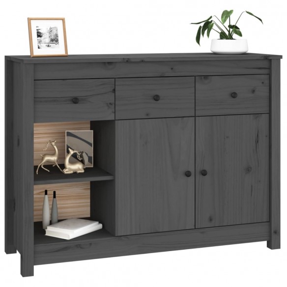 Buffet Gris 100x35x74 cm Bois massif de pin