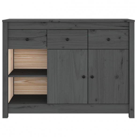 Buffet Gris 100x35x74 cm Bois massif de pin