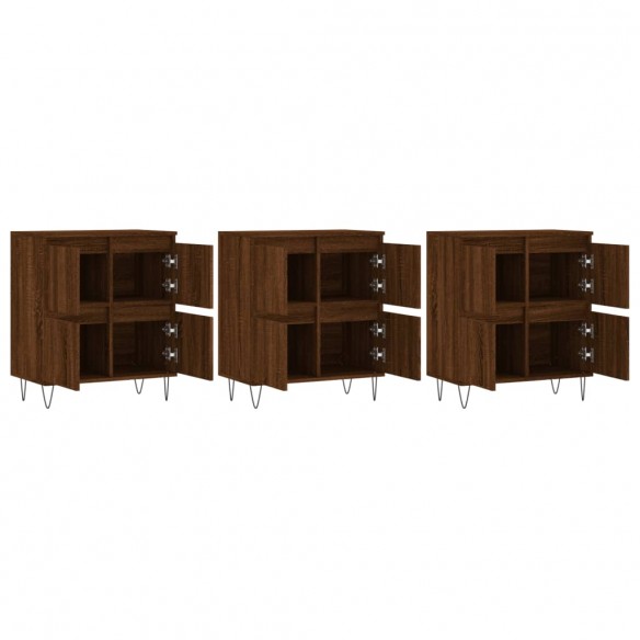 Buffets 3 pcs Chêne marron Bois d'ingénierie