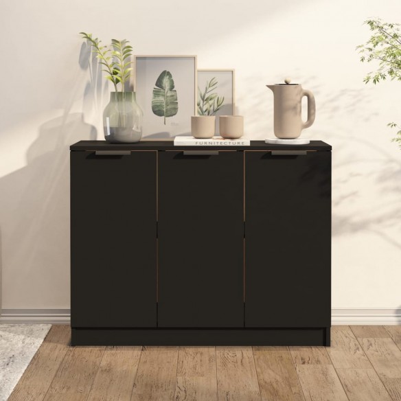 Buffet Noir 90,5x30x70 cm Bois d'ingénierie