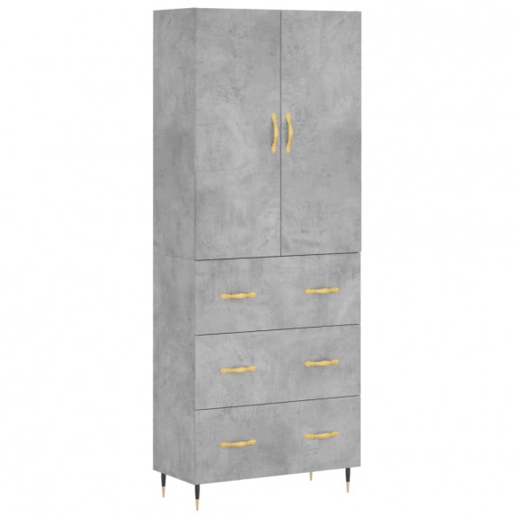 Buffet haut Gris béton 69,5x34x180 cm Bois d'ingénierie