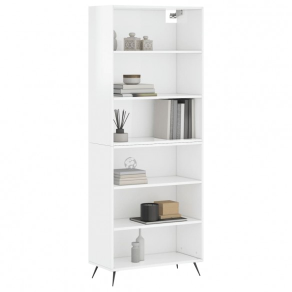 Buffet blanc brillant 69,5x32,5x180 cm bois d'ingénierie