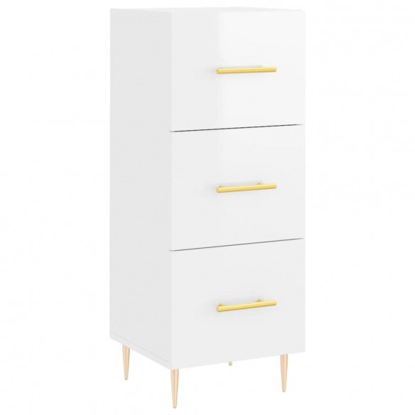 Buffet haut Blanc brillant 34,5x34x180 cm Bois d'ingénierie