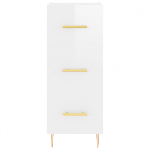 Buffet haut Blanc brillant 34,5x34x180 cm Bois d'ingénierie