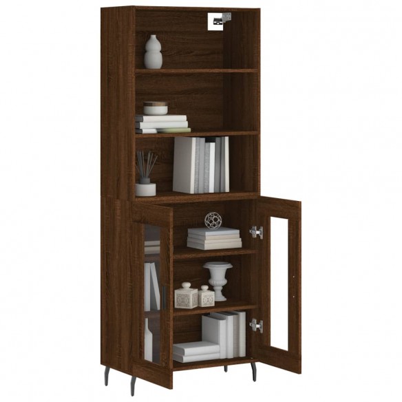 Buffet haut Chêne marron 69,5x34x180 cm Bois d'ingénierie