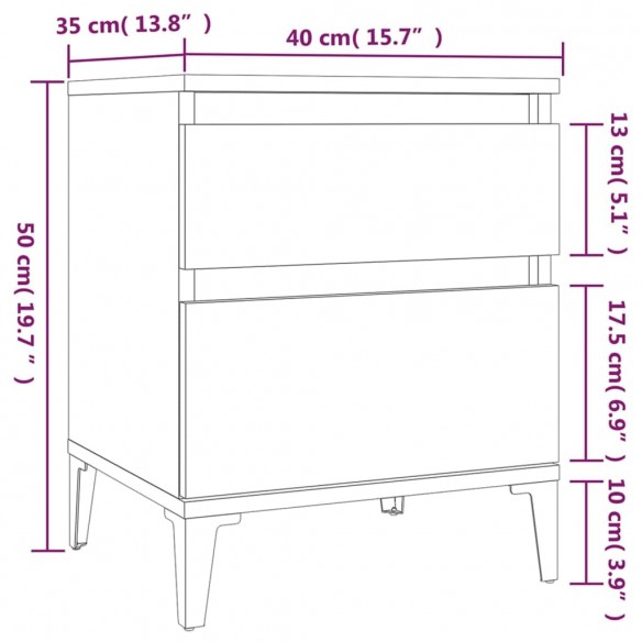 Table de chevet Gris béton 40x35x50 cm