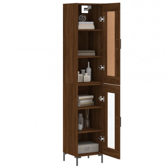 Buffet haut Chêne marron 34,5x34x180 cm Bois d'ingénierie