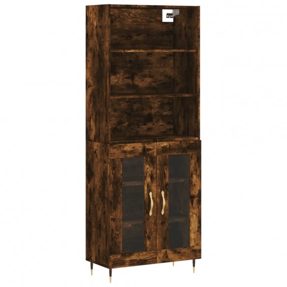 Buffet haut Chêne fumé 69,5x34x180 cm Bois d'ingénierie