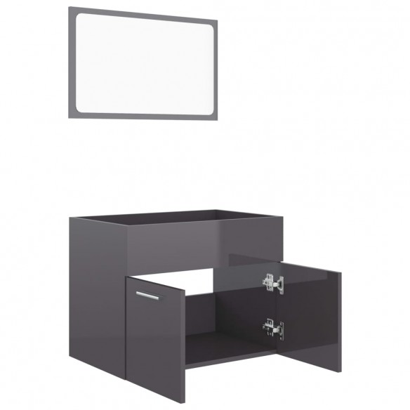 Ensemble de meubles de salle de bain 2 pcs Gris brillant