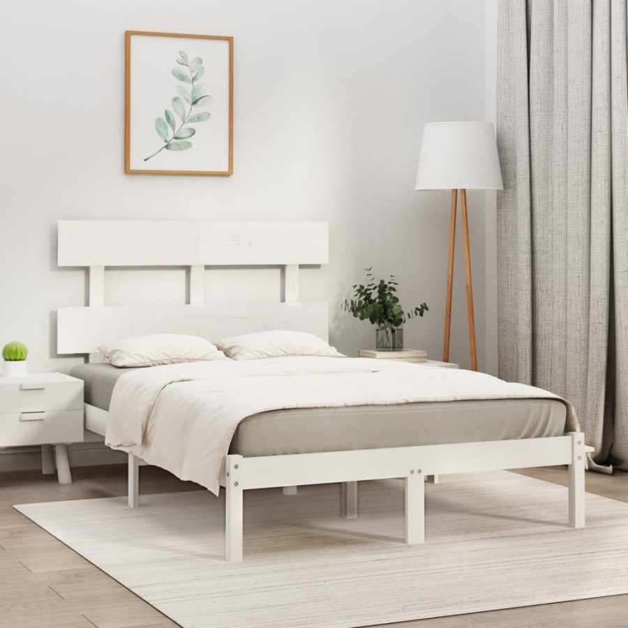 Cadre de lit Blanc Bois massif 140x190 cm