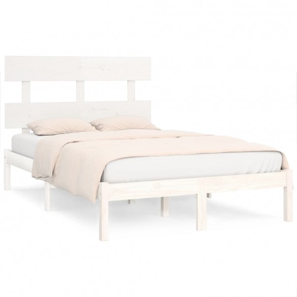 Cadre de lit Blanc Bois massif 140x190 cm