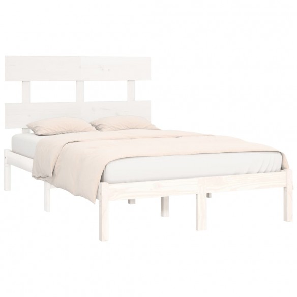 Cadre de lit Blanc Bois massif 140x190 cm