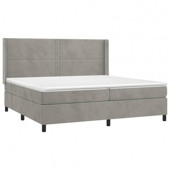 Sommier à lattes de lit matelas et LED Gris clair 200x200 cm