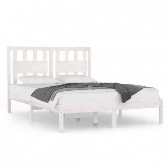 Cadre de lit Blanc Bois de pin massif 140x190 cm