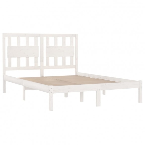 Cadre de lit Blanc Bois de pin massif 140x190 cm