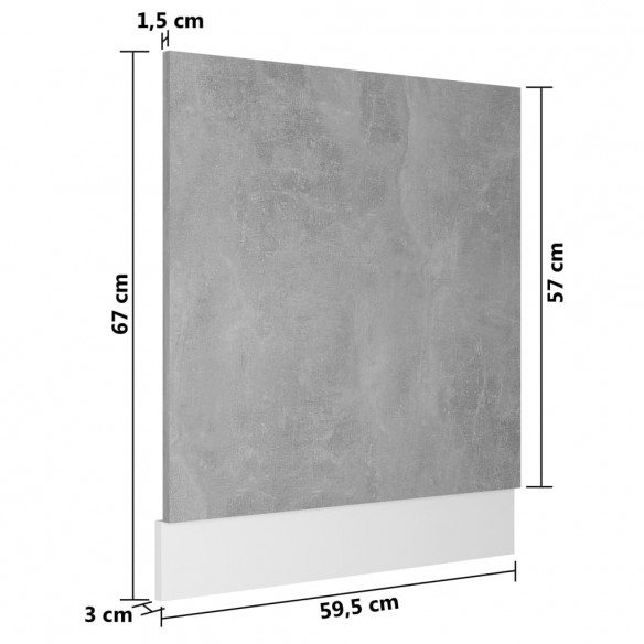 Panneau de lave-vaisselle Gris béton 59,5x3x67 cm Aggloméré