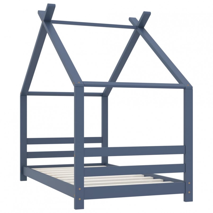 Lit d'enfant Gris Bois de pin massif 80x160 cm Lit d'enfant Gris Bois de pin massif 80x160 cm