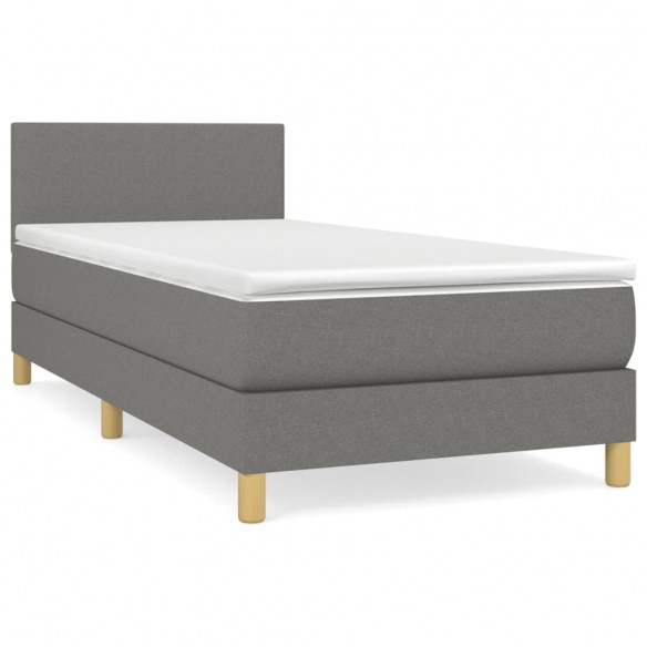 Sommier à lattes de lit avec matelas Gris foncé 80x200 cm Tissu