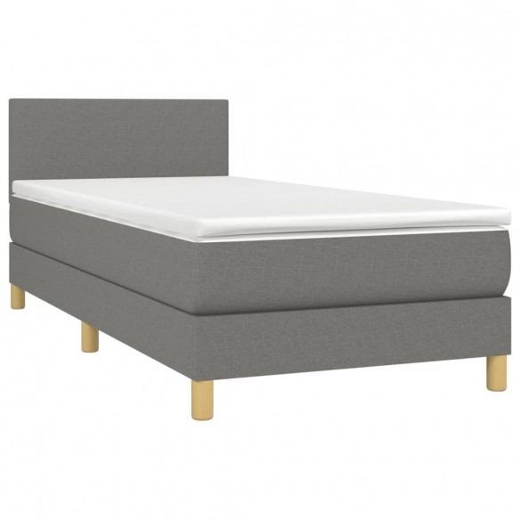 Sommier à lattes de lit avec matelas Gris foncé 80x200 cm Tissu