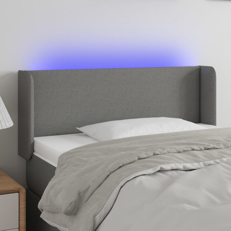 Tête de lit à LED Gris foncé 83x16x78/88 cm Tissu