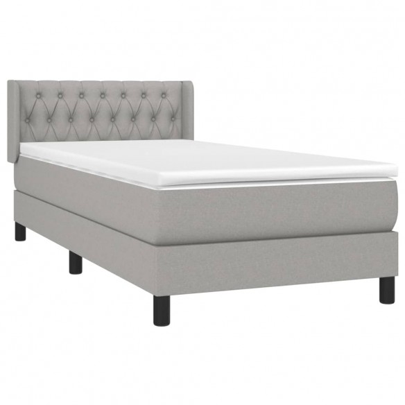 Sommier à lattes de lit avec matelas Gris clair 90x200 cm Tissu