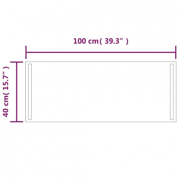 Miroir de salle de bain à LED 100x40 cm