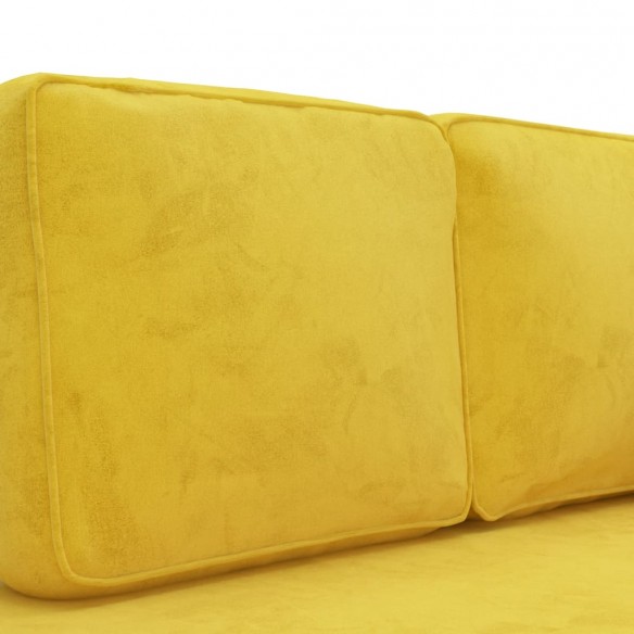 Chaise longue avec coussins et traversin jaune velours