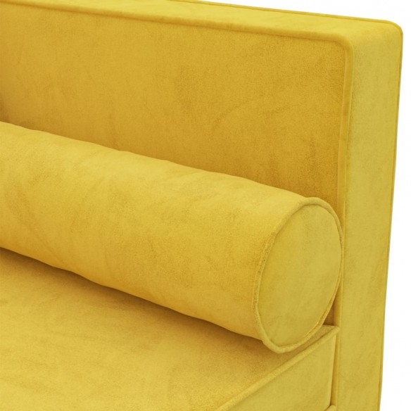 Chaise longue avec coussins et traversin jaune velours