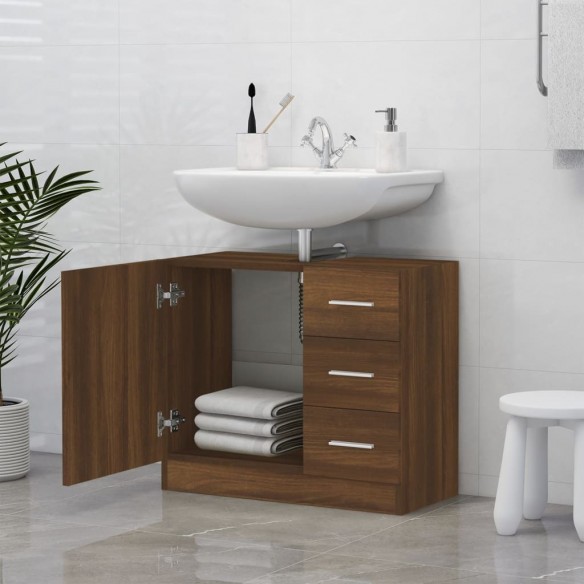 Armoire de lavabo Chêne marron 63x30x54 cm Bois d'ingénierie