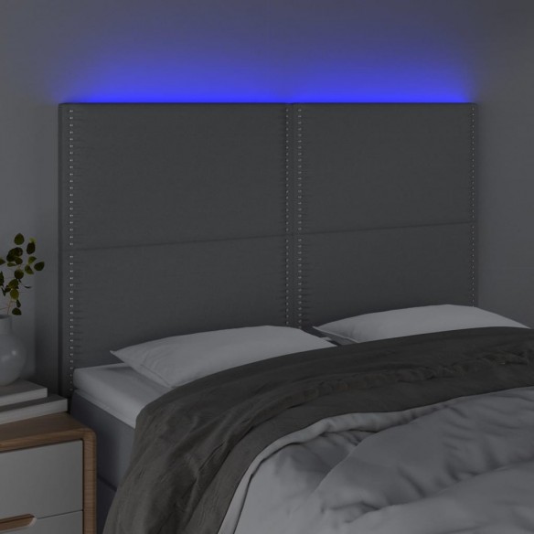 Tête de lit à LED Gris clair 144x5x118/128 cm Tissu