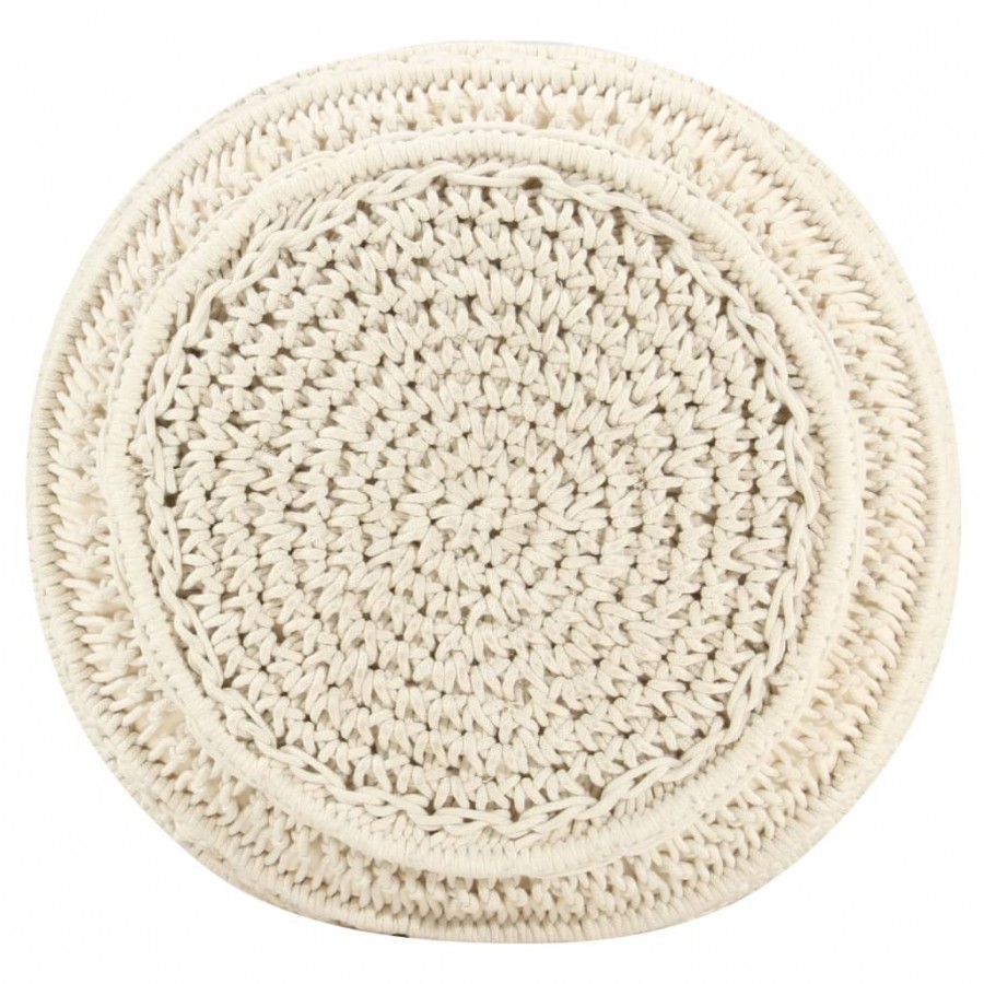 Pouf fait à la main en macramé 45x30 cm Coton Pouf fait à la main en macramé 45x30 cm Coton