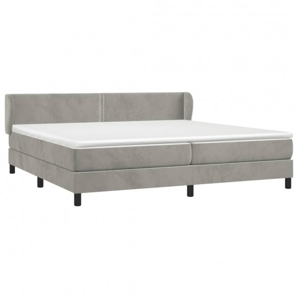 Cadre de lit et matelas Gris clair 200x200cm Velours