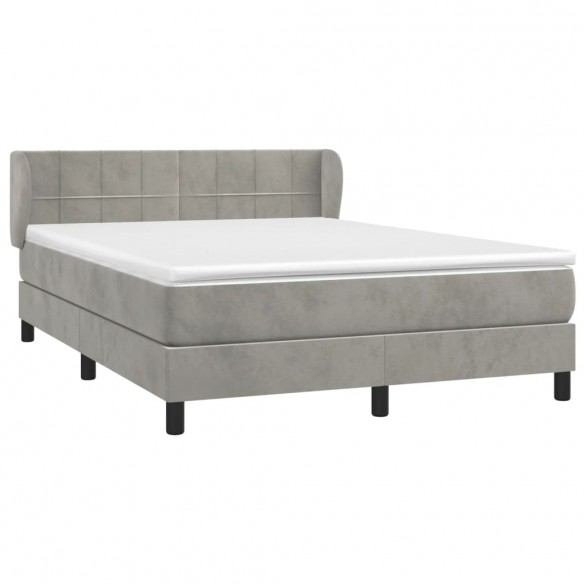 Cadre de lit et matelas Gris clair 140x200cm Velours