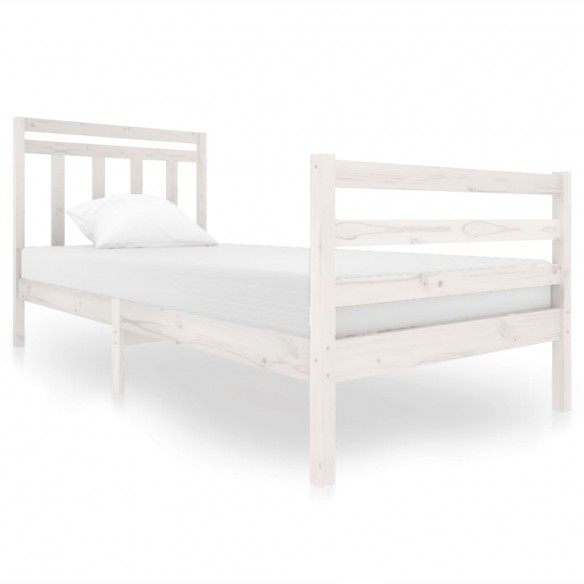 Cadre de lit blanc bois massif 90x200 cm