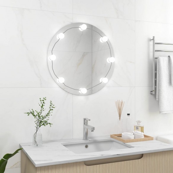 Miroir mural avec lampes LED Rond Verre