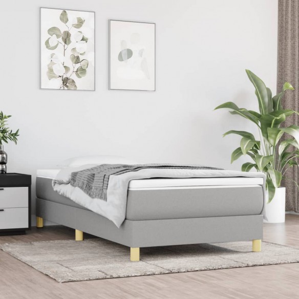 Sommier à lattes de lit avec matelas Gris clair 90x200 cm Tissu