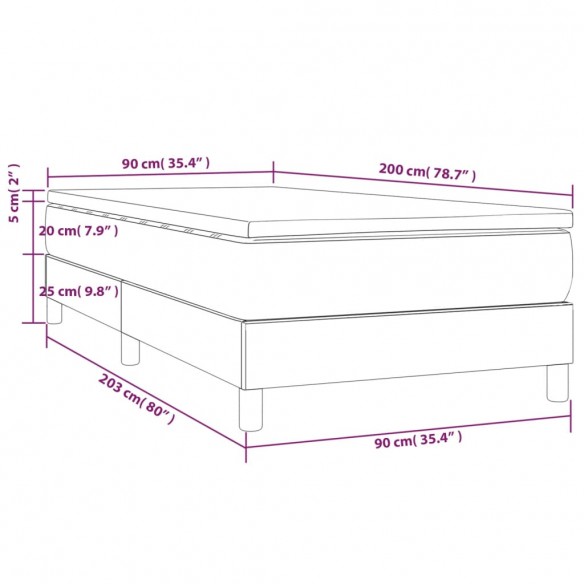 Sommier à lattes de lit avec matelas Gris clair 90x200 cm Tissu