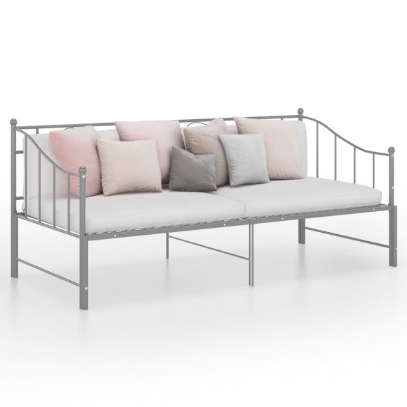 Cadre de canapé-lit extensible Gris Métal 90x200 cm