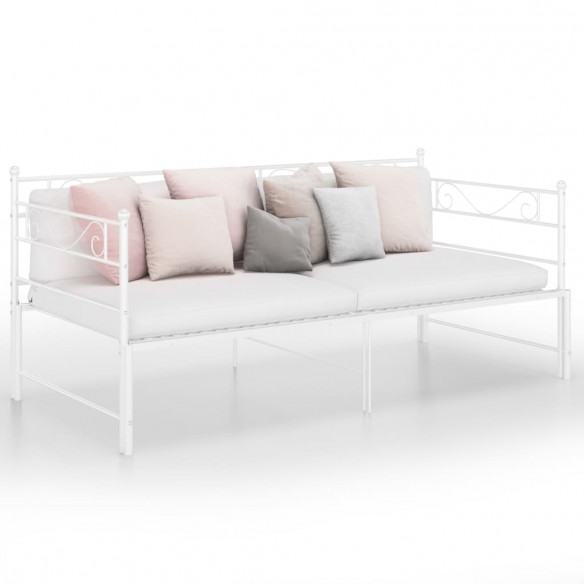 Cadre de canapé-lit extensible blanc métal 90x200 cm