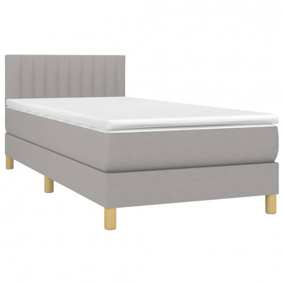 Sommier à lattes de lit avec matelas et LED Gris clair 90x190cm