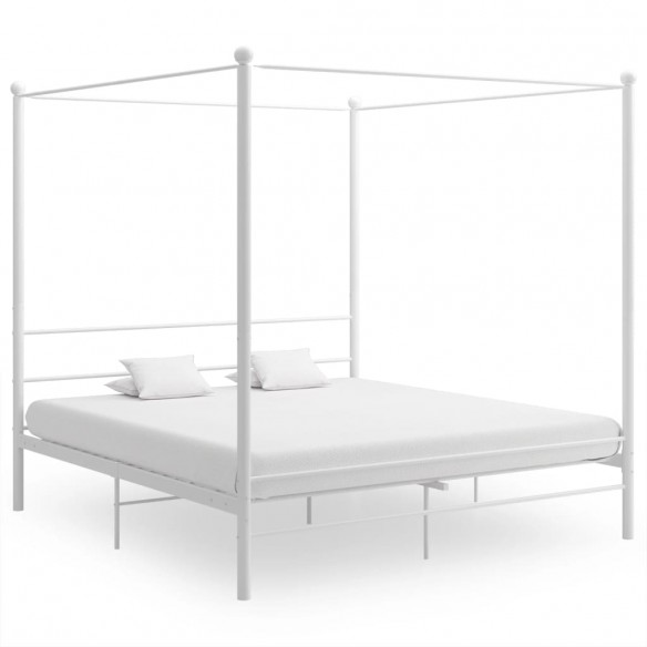 Cadre de lit à baldaquin Blanc Métal 180x200 cm