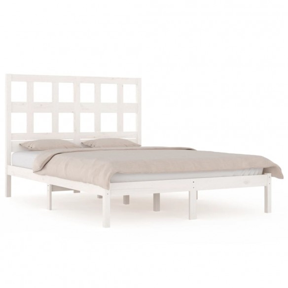 Cadre de lit Blanc Bois de pin massif 140x190 cm