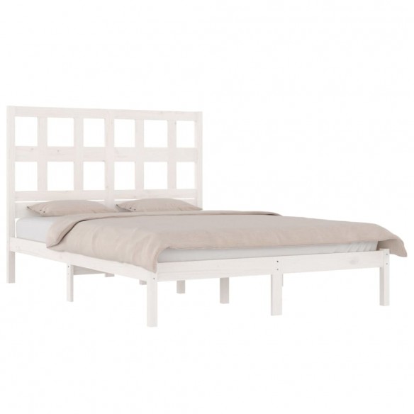 Cadre de lit Blanc Bois de pin massif 140x190 cm